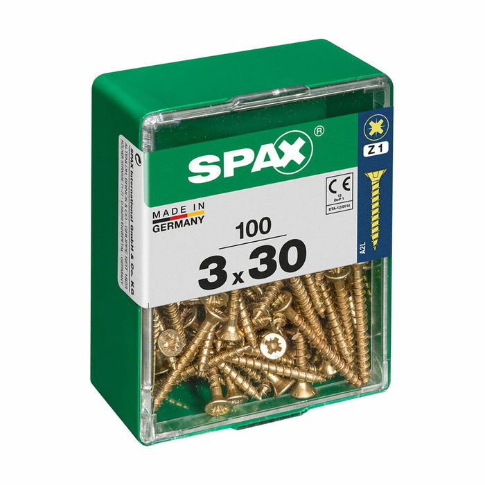 Cutie cu șuruburi SPAX Șurub de lemn Cap turtit (3,0 x 30 mm)