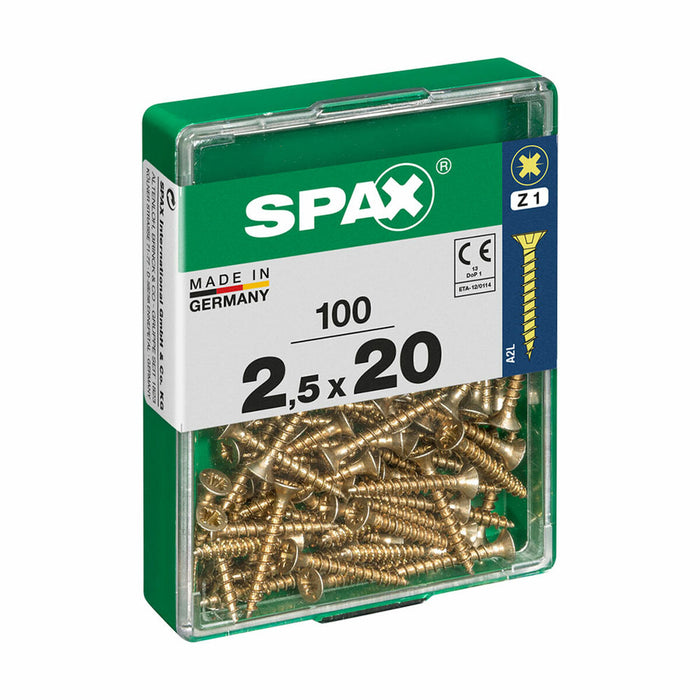 Cutie cu șuruburi SPAX Șurub de lemn Cap turtit (2,5 x 20 mm)