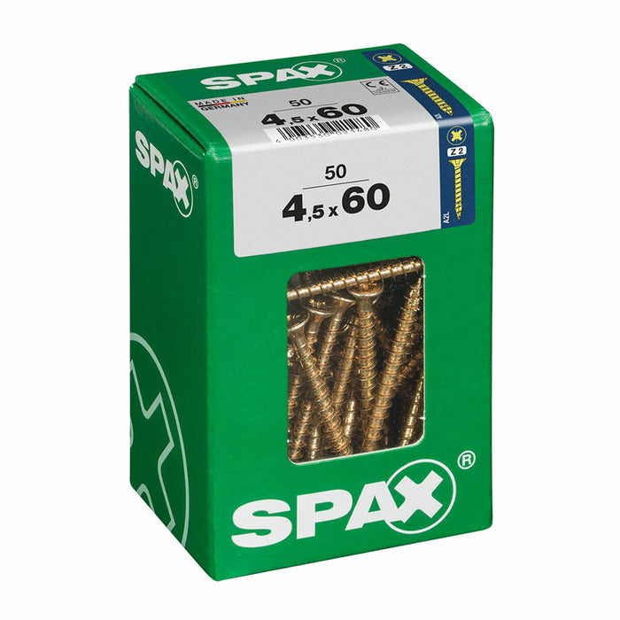 Cutie cu șuruburi SPAX Șurub de lemn Cap turtit (4,5 x 60 mm)