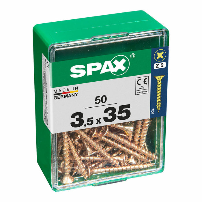 Cutie cu șuruburi SPAX Șurub de lemn Cap turtit (3,5 x 35 mm)