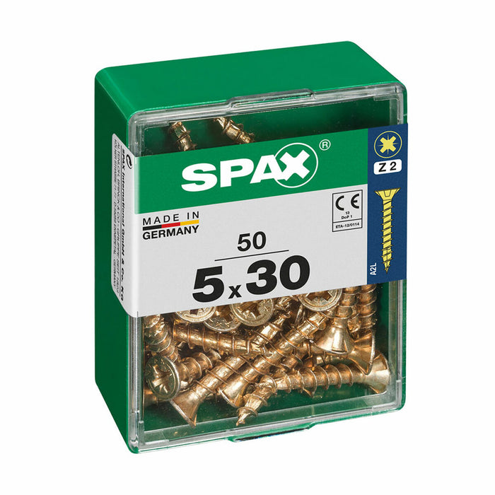 Cutie cu șuruburi SPAX Șurub de lemn Cap turtit (5 x 30 mm) (5,0 x 30 mm)