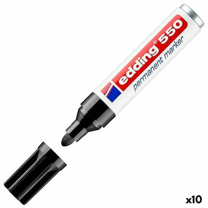 Marker permanent Edding 550 Negru (10 Unități)