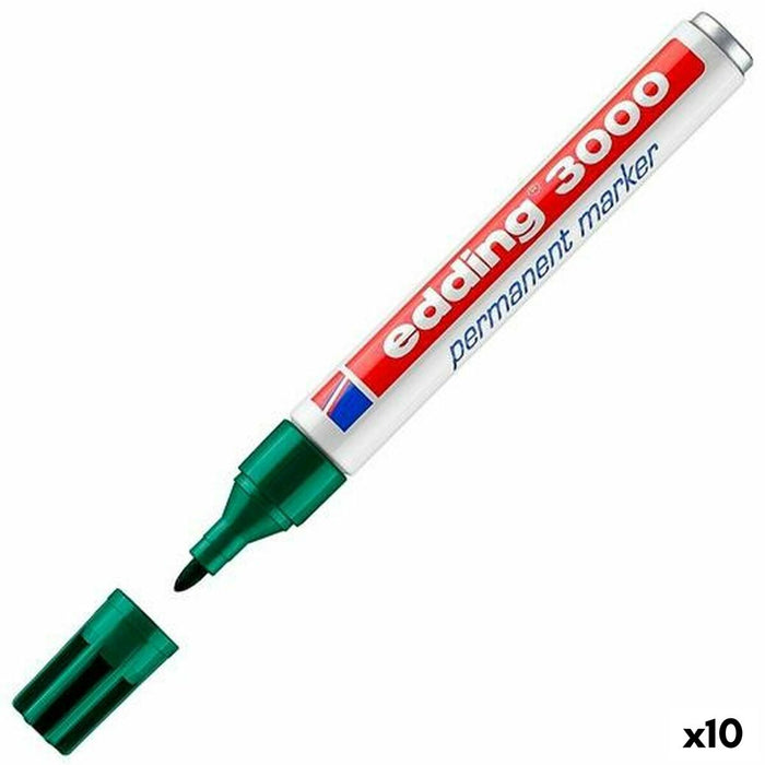 Marker permanent Edding 3000 Verde (10 Unități)