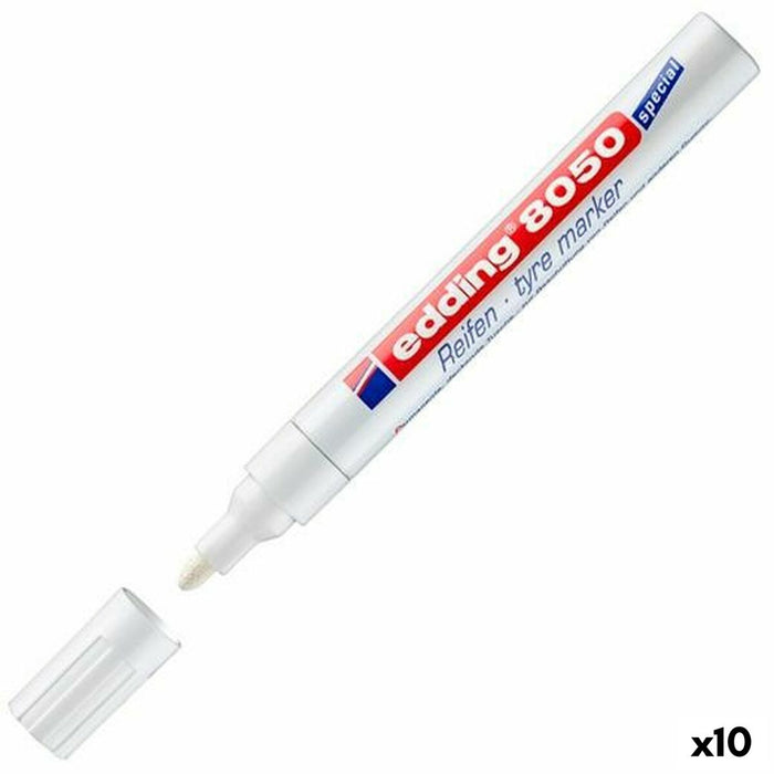 Marker permanent Edding E-8050 Tyre Marker Alb (10 Unități)