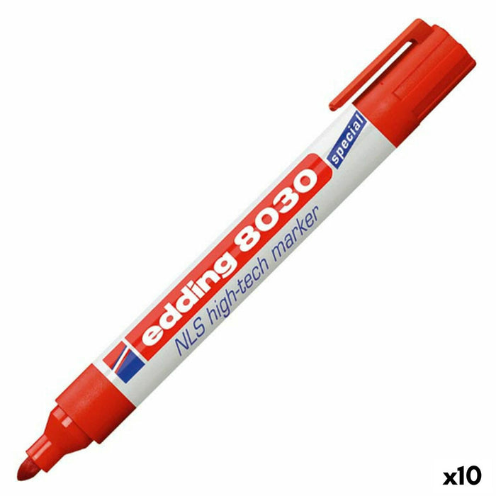 Marker permanent Edding e-8030 Roșu (10 Unități)