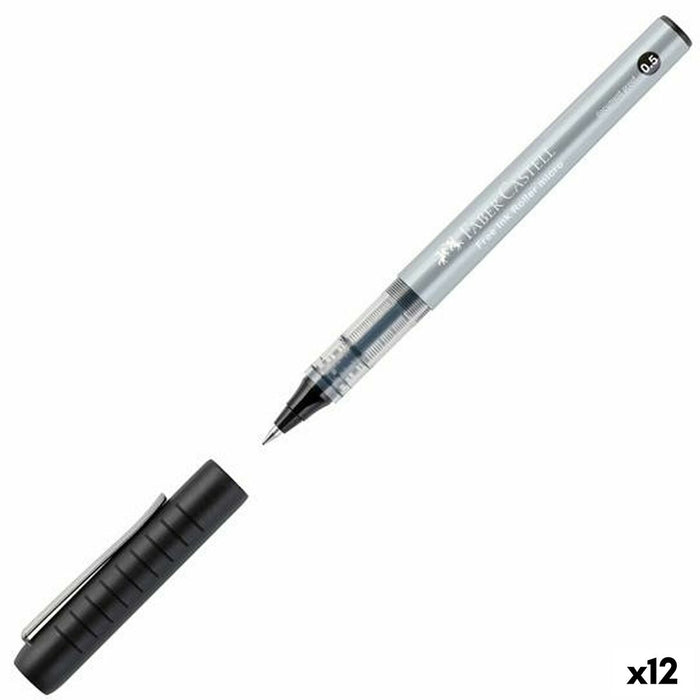Stilou cu cerneală lichidă Faber-Castell Roller Free Ink Negru 0,5 mm (12 Unități)