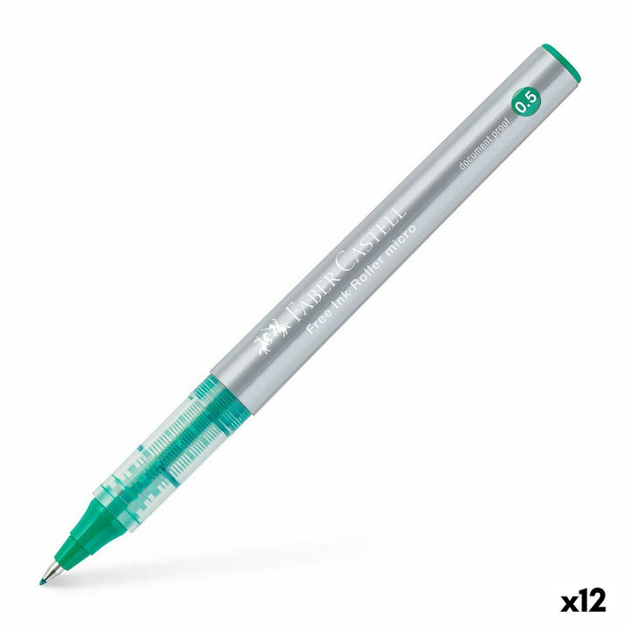 Stilou cu cerneală lichidă Faber-Castell Roller Free Ink Verde 0,5 mm (12 Unități)