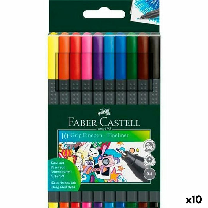 Set de Carioci Faber-Castell Grip Finepen (10 Unități)
