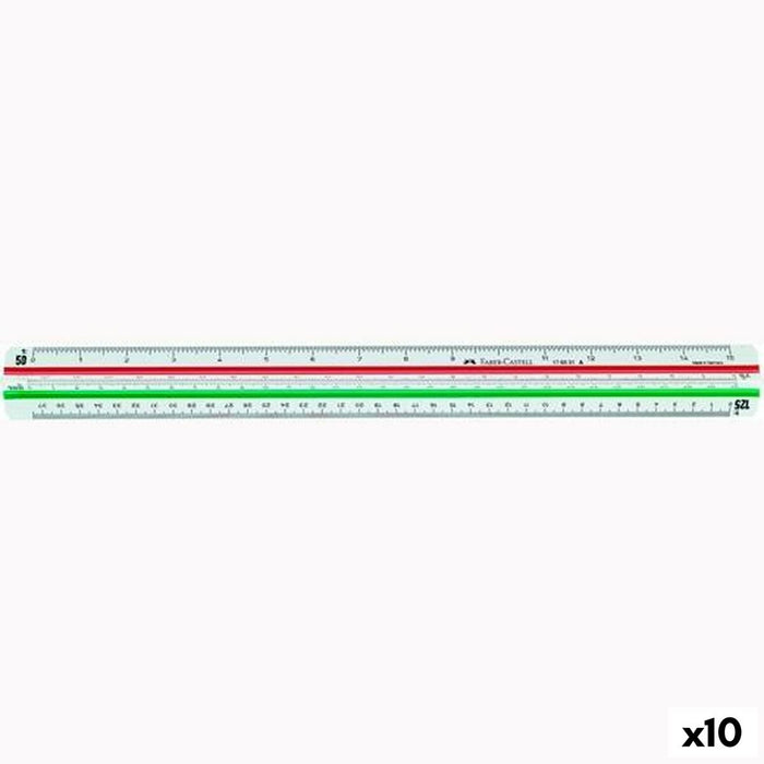 Riglă pentru ingineri Faber-Castell Triunghiular Alb 30 cm (10 Unități)