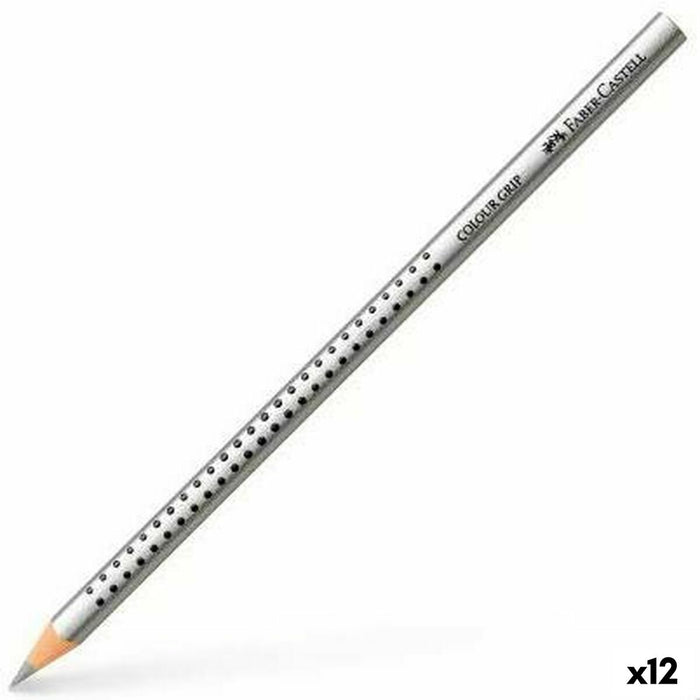 Creioane culori Faber-Castell Colour Grip Argintiu (12 Unități)
