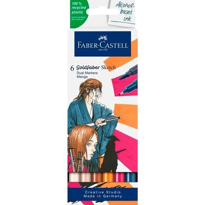 Set de Carioci Faber-Castell Goldfaber Sketch - Manga Double 6 Piese