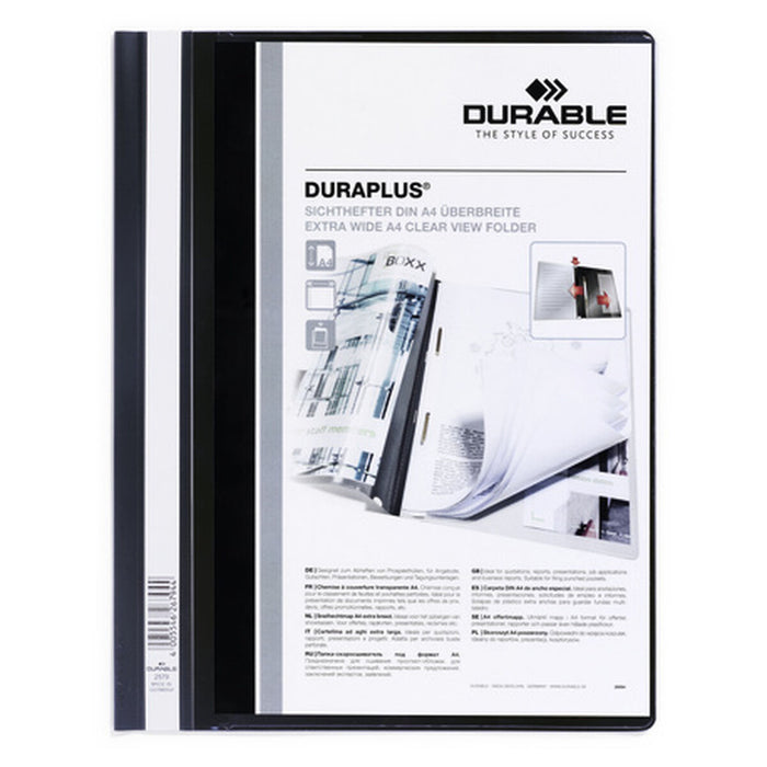 Mapă pentru Documente Durable Duraplus Negru Transparent A4 25 Piese