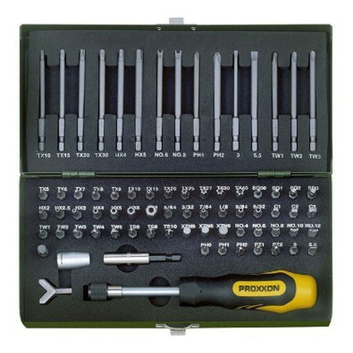 Set de biți cu șurubelniță Proxxon 23107 Phillips Plat Pozidriv Tri-Wing Torx 70 piezas