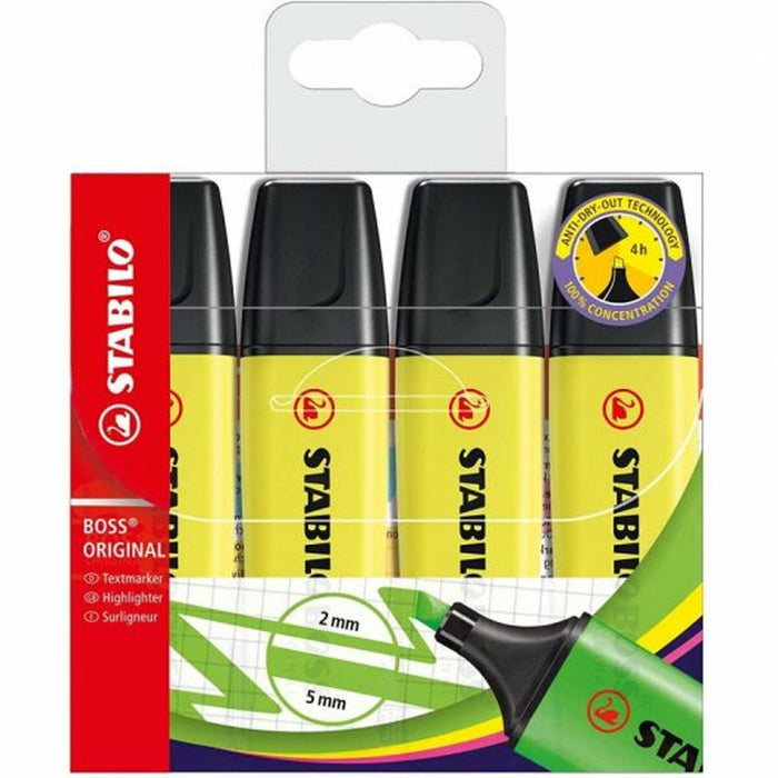 Set de Markere Fosforescente Stabilo BOSS Original Galben 4 Piese