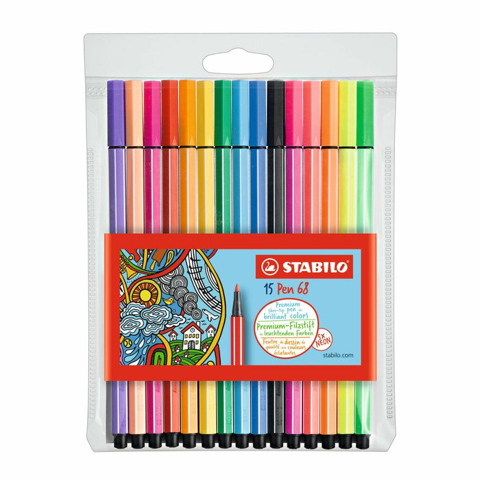 Set de Carioci Stabilo Pen 68 Standard + Neon 15 Piese Multicolor