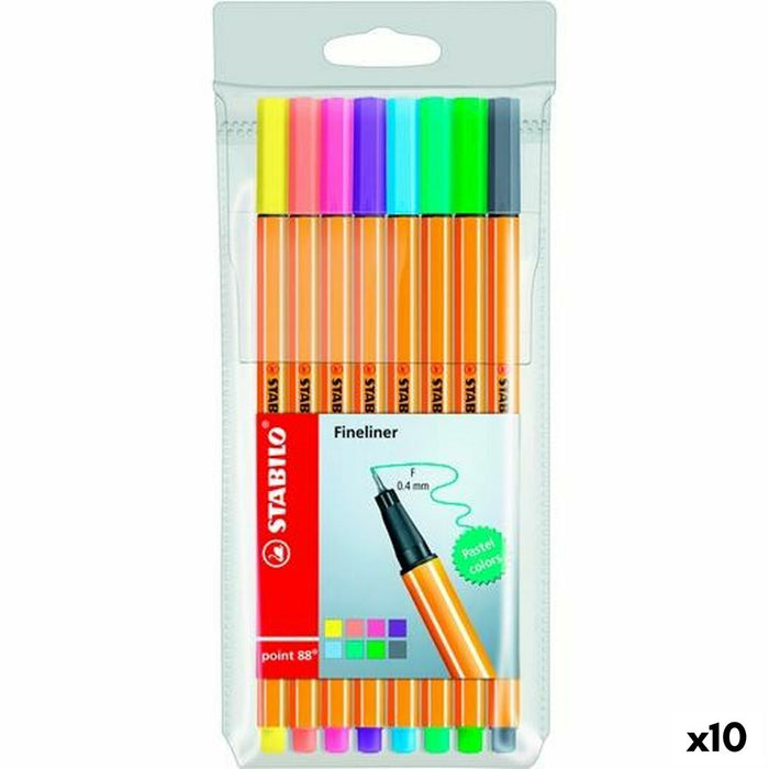Set de Carioci Stabilo Point 88 Multicolor (10 Unități)