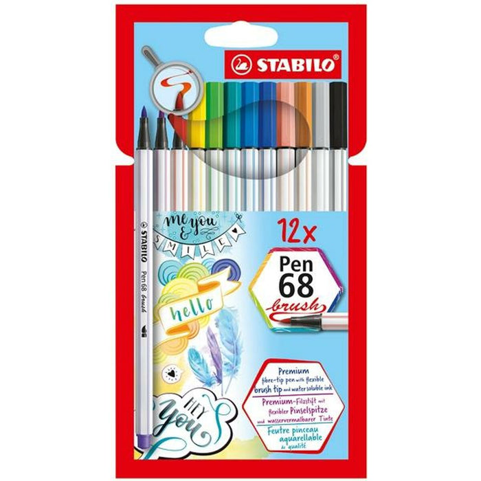 Set de Carioci Stabilo Pen 68 Brush 12 Piese Multicolor