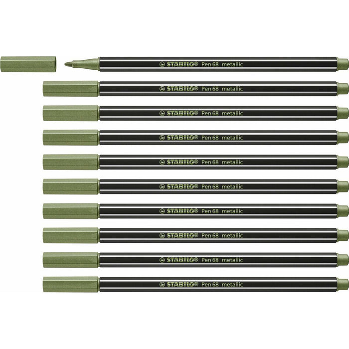Carioci Stabilo Pen 68 metallic Leaf Verde (10 Piese)