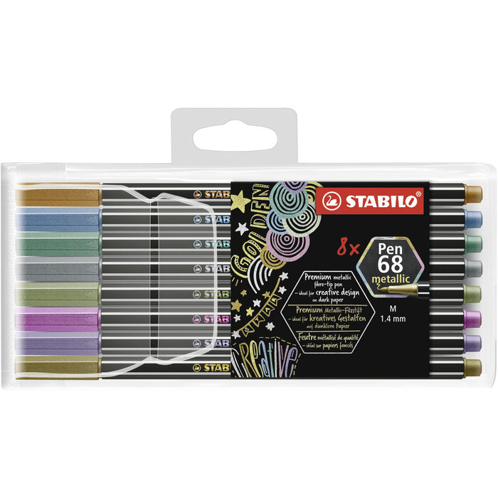 Set de Carioci Stabilo Pen 68 metallic 8 Piese Multicolor