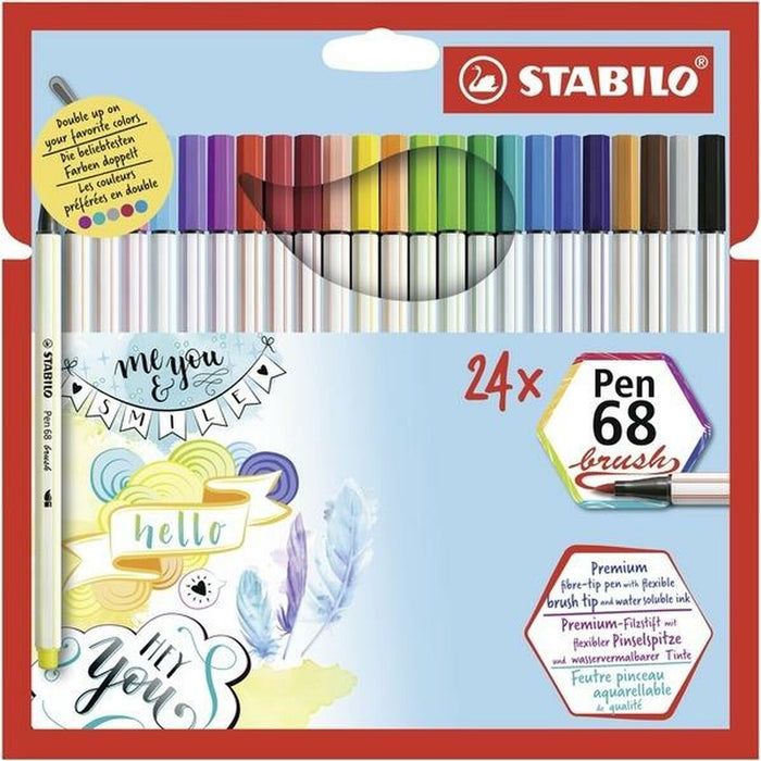 Set de Carioci Stabilo Pen 68 brush Carcasă Multicolor
