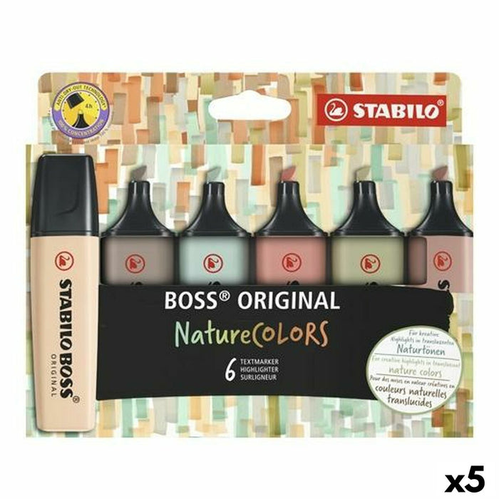 Set de Markere Fosforescente Stabilo Boss Nature Colors Multicolor (5 Unități)