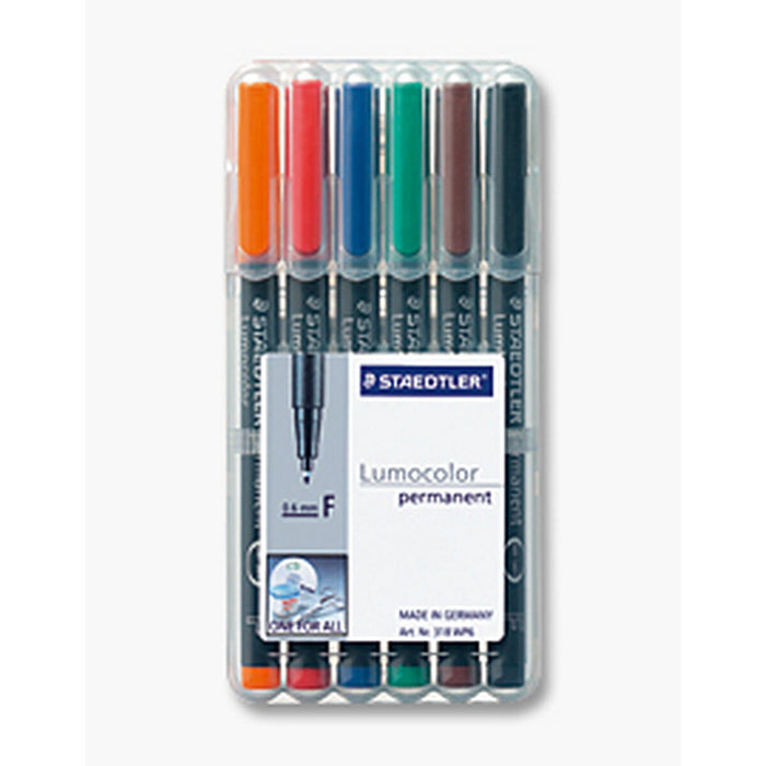 Marker permanent Staedtler 318 WP6 1 mm Negru Multicolor