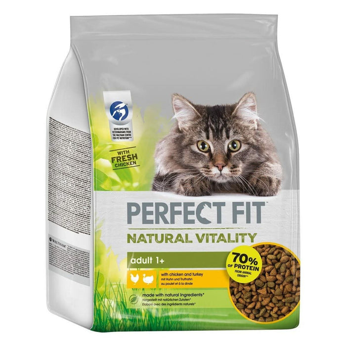 Mâncare pentru pisici Perfect Fit Adult Natural Vitality Chicken Adult Pui Curcan 2,4 kg