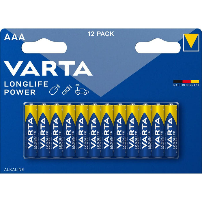 Baterii Alcaline Varta Longlife Power AAA LR03 1,5 V (12 Unități)