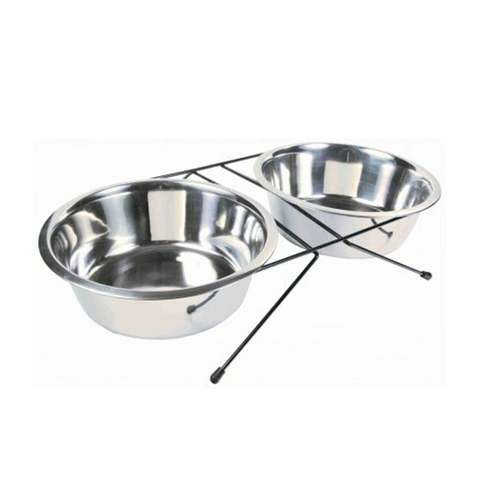 Castron de hrană pentru animale de companie Trixie Double Negru Oțel inoxidabil 0,75 L