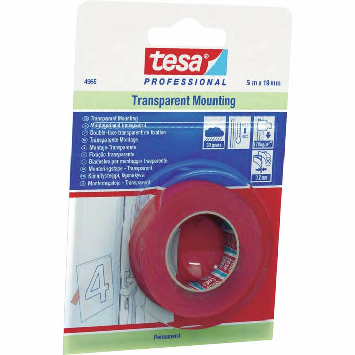 Bandă cu două fețe TESA 4965 Exterior Transparent (19 mm x 5 m)
