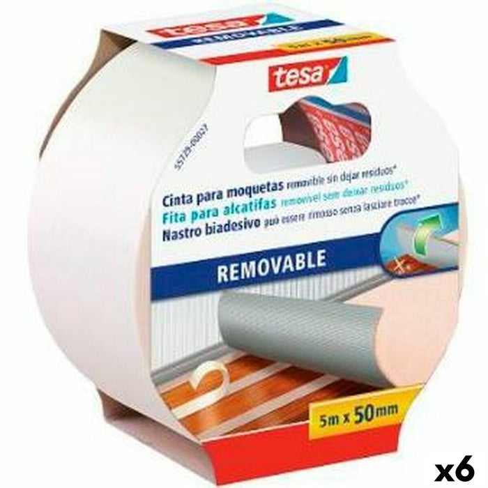 Bandă cu două fețe TESA Covor Auto-adezivi Alb 50 mm x 5 m (6 Unități)