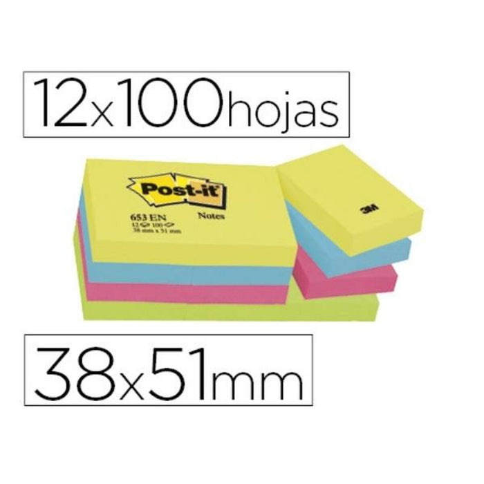 Notițe cu Adeziv Post-it FT510283532 (653-TFEN) 38 x 51 mm Multicolor