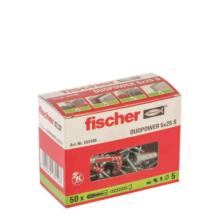 Dibluri și șuruburi Fischer DUOPOWER 555105 Ø 5x25 mm (50 Unități)