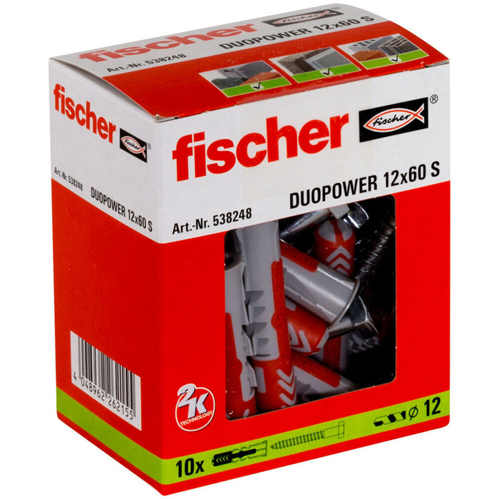 Dibluri și șuruburi Fischer DUOPOWER 538248 Ø 12x60 mm (10 Unități)