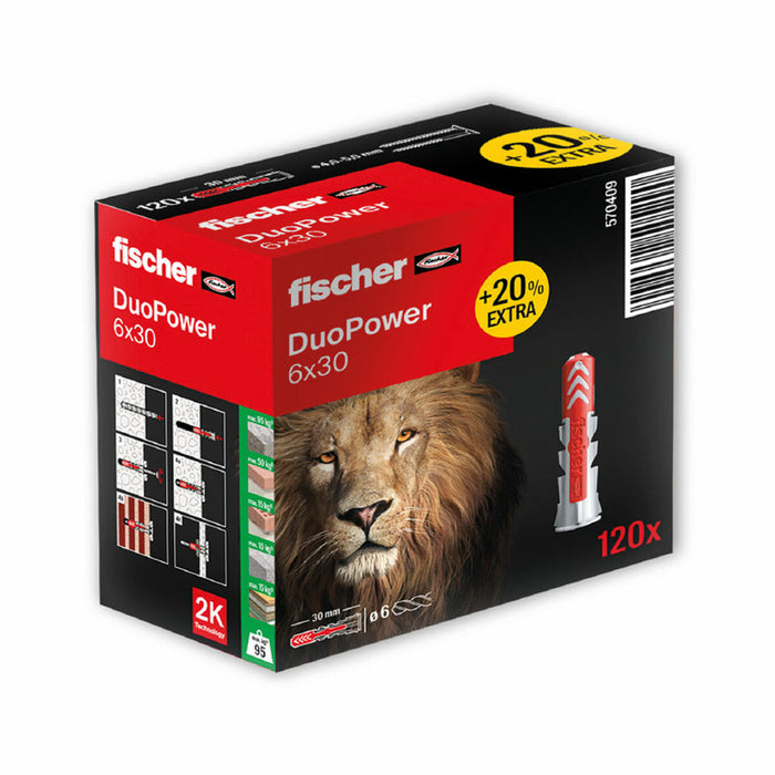 Crampoane Fischer DuoPower 570409 6 x 30 mm (120 Unități)