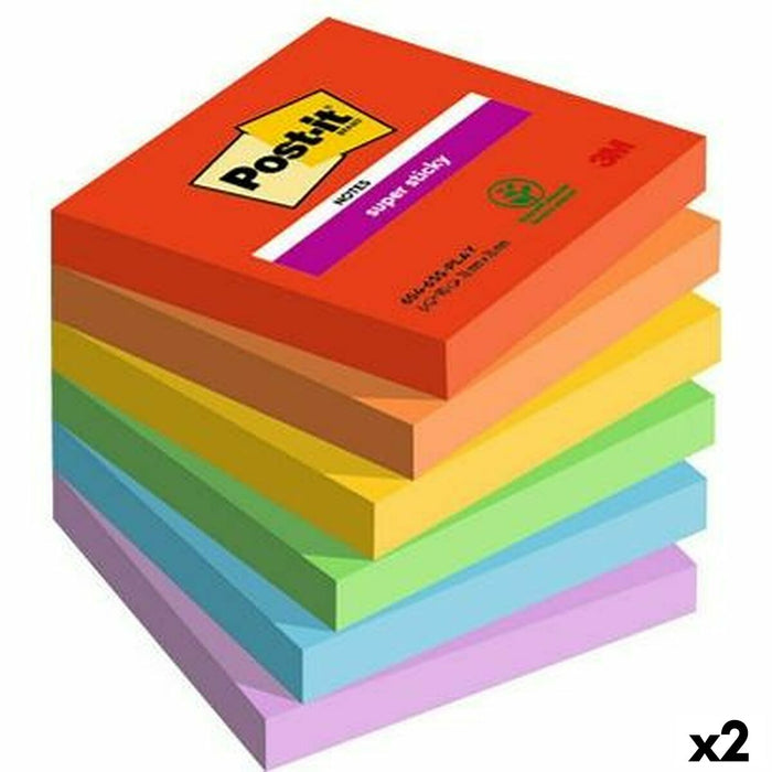Notițe cu Adeziv Post-it Super Sticky Multicolor 6 Piese 76 x 76 mm (2 Unități)