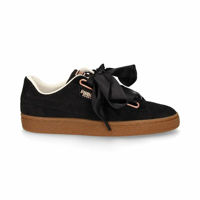 Pantofi sport pentru femei Puma Basket Heart Corduroy Negru