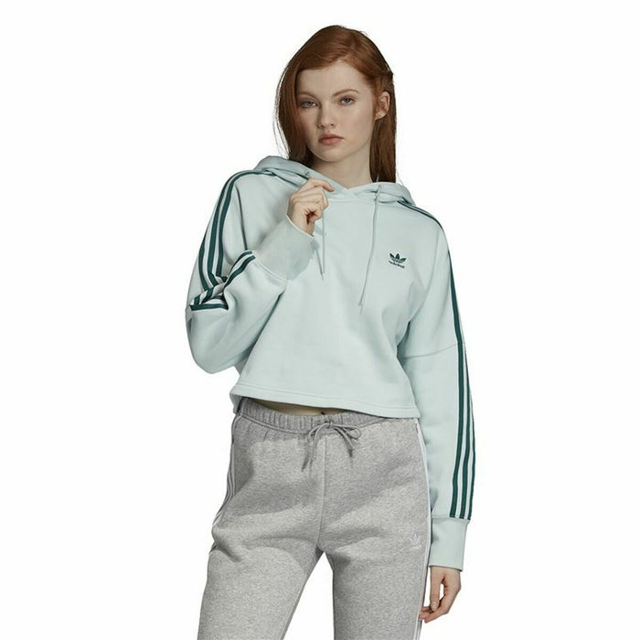 Hanorac cu Glugă Femei Adidas Cropped Albastru