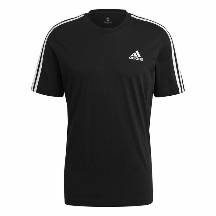 Tricou cu Mânecă Scurtă Bărbați Adidas Essentials 3 bandas Negru