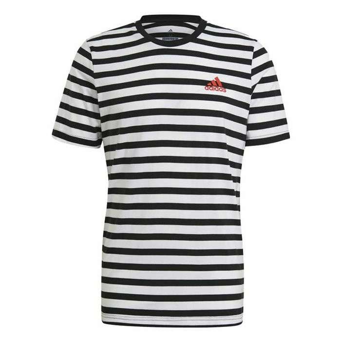 Tricou cu Mânecă Scurtă Bărbați Essentials Stripey Adidas Embroidered Logo Negru