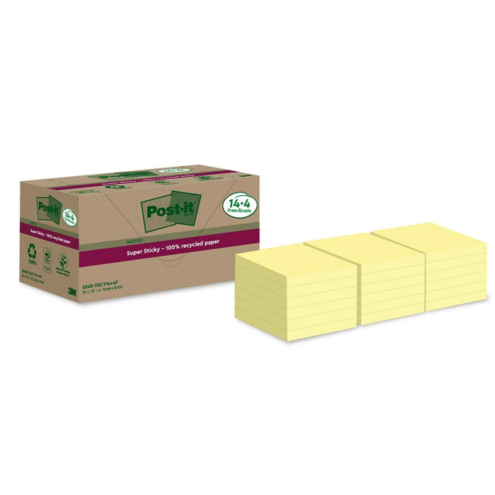 Notițe cu Adeziv Post-it Galben 18 Piese 76 x 76 mm