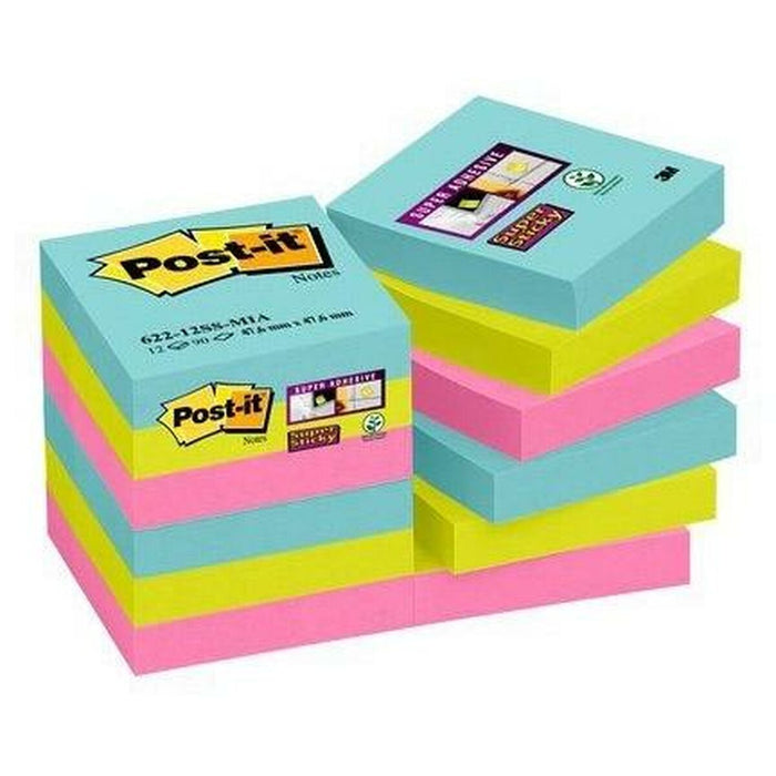 Set de Note Adezive Post-it Super Sticky Multicolor 12 Piese 47,6 x 47,6 mm (2 Unități)