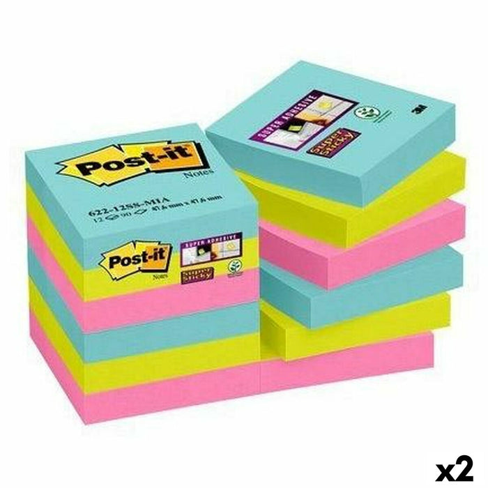 Set de Note Adezive Post-it Super Sticky Multicolor 12 Piese 47,6 x 47,6 mm (2 Unități)