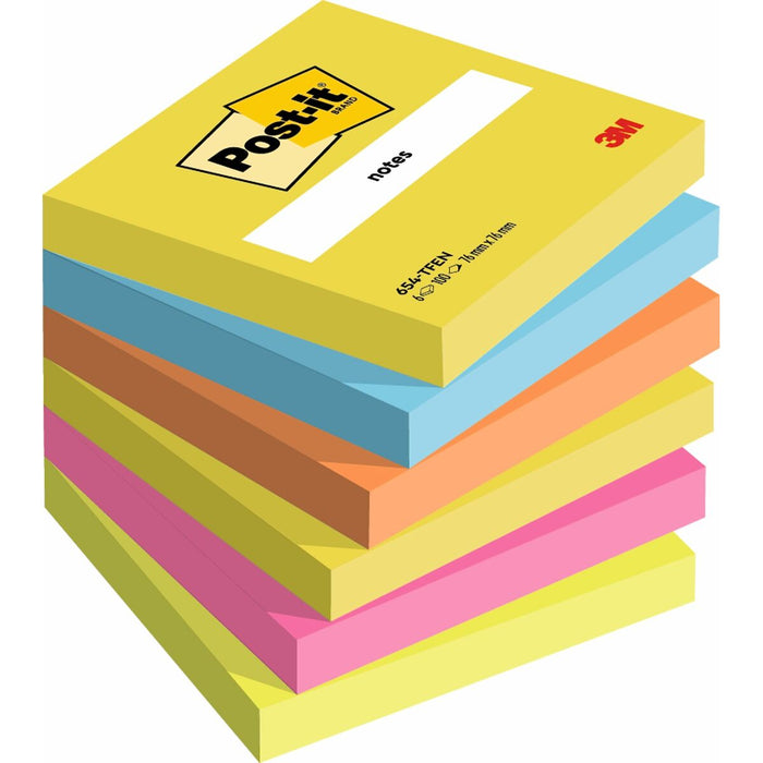 Notițe cu Adeziv Post-it 654-TFEN 76 x 76 mm A7 Standard (6 Unități)