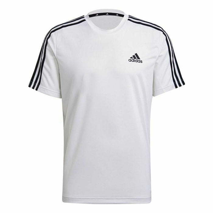 Tricou cu Mânecă Scurtă Bărbați aeroready Adidas D2M Sport 3 Bandas Alb