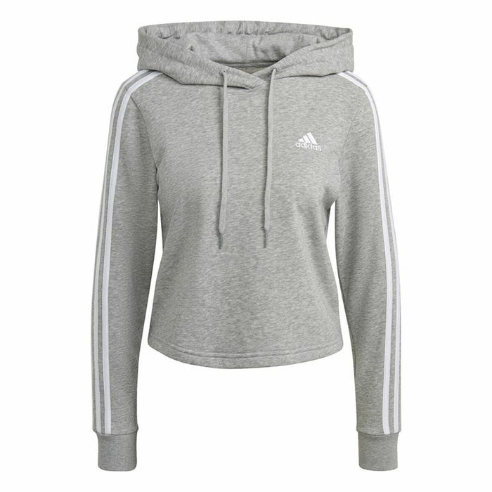 Hanorac cu Glugă Femei Adidas Essentials 3 Stripes Crooped Gri