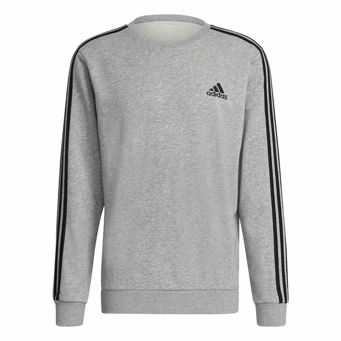 Hanorac fără Glugă Bărbați Adidas Essentials French Terry 3 Stripes Gri