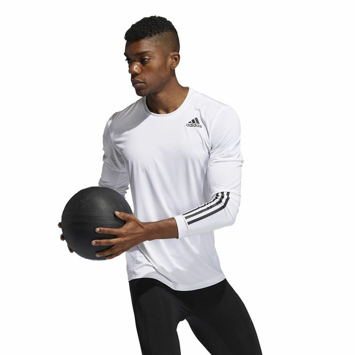 Tricou cu Mânecă Scurtă Bărbați Adidas Techfit Fitted 3 Bandas Alb