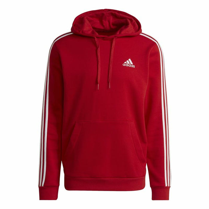 Hanorac cu Glugă Bărbați Adidas Essentials Fleece 3 Stripes Roșu