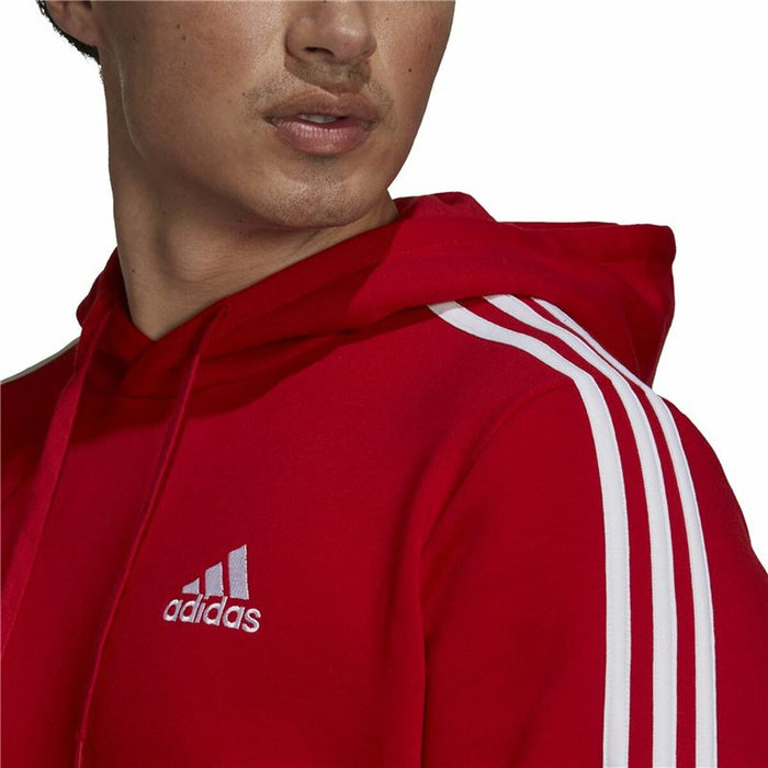 Hanorac cu Glugă Bărbați Adidas Essentials Fleece 3 Stripes Roșu